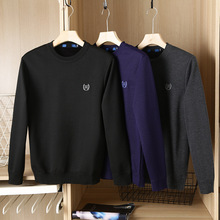 加绒保暖男士卫衣秋冬圆领衣服修身百搭青年刺绣外套男WY2012长袖