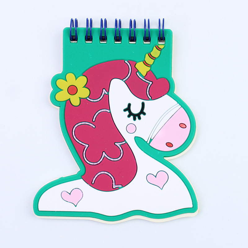 Cubierta de silicona pequeña bobina libro mini dibujos animados especial en forma de cuaderno papelería creativa forma de animal lindo con pluma
