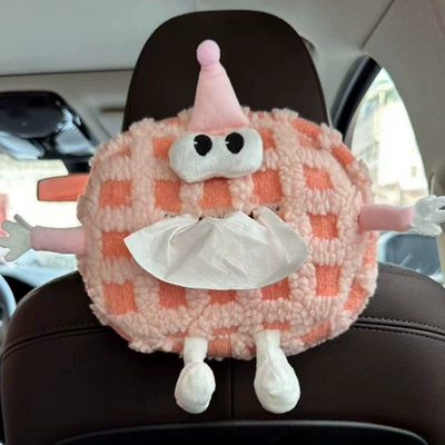Car tissue box/set – Creative Cute Creative Car Supplies - square-face-pink-plaid-small-monster-tissue-box