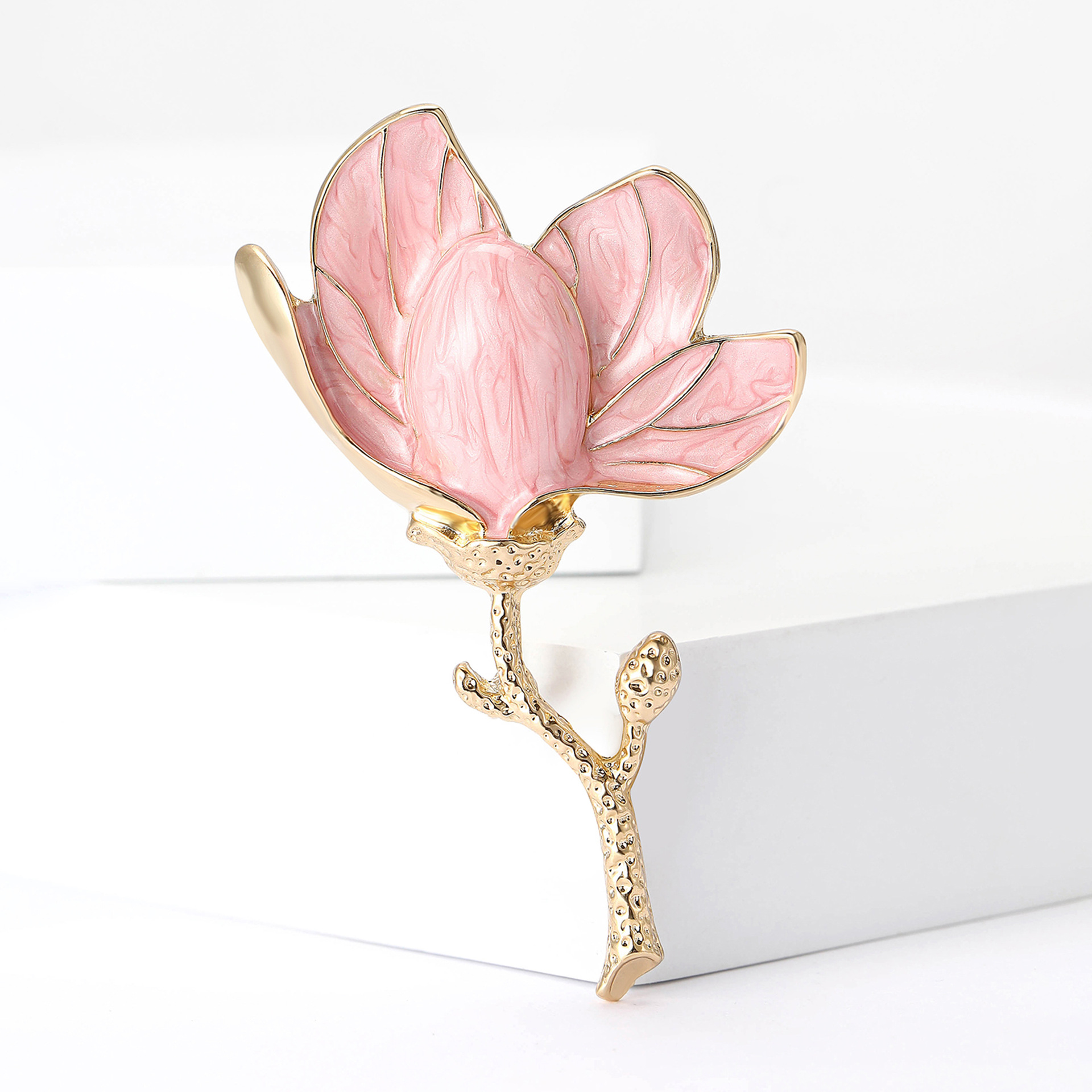 Korean New Alloy Enamel Magnolia Brooch Fresh All-match Women's Suit Shirt Corsage Jewelry Pin