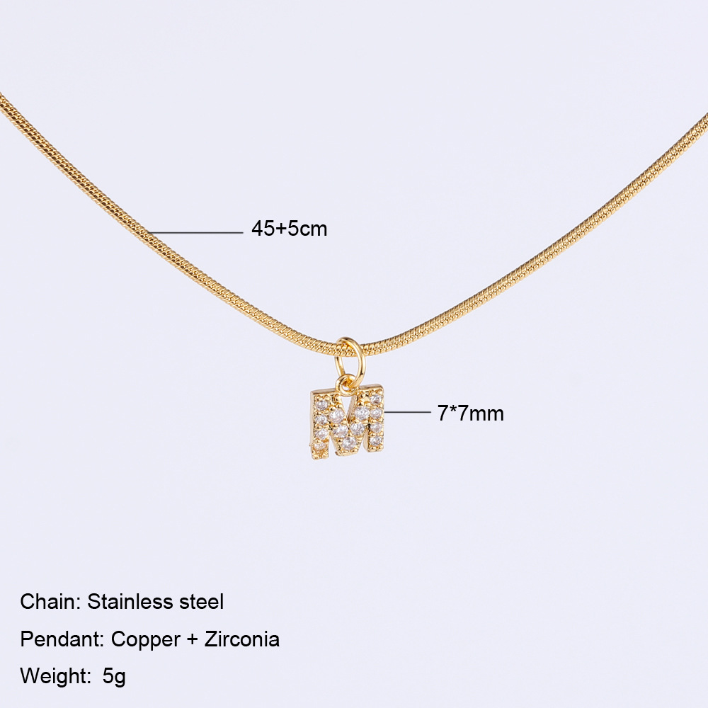 Fashion Letter Titanium Steel Plating Zircon Pendant Necklace 1 Piece