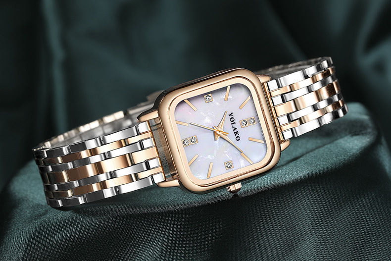 Stainless Steel Strap Material Watch Classification Casual Solid Color Double Snap-fastener Quartz Women's Watches