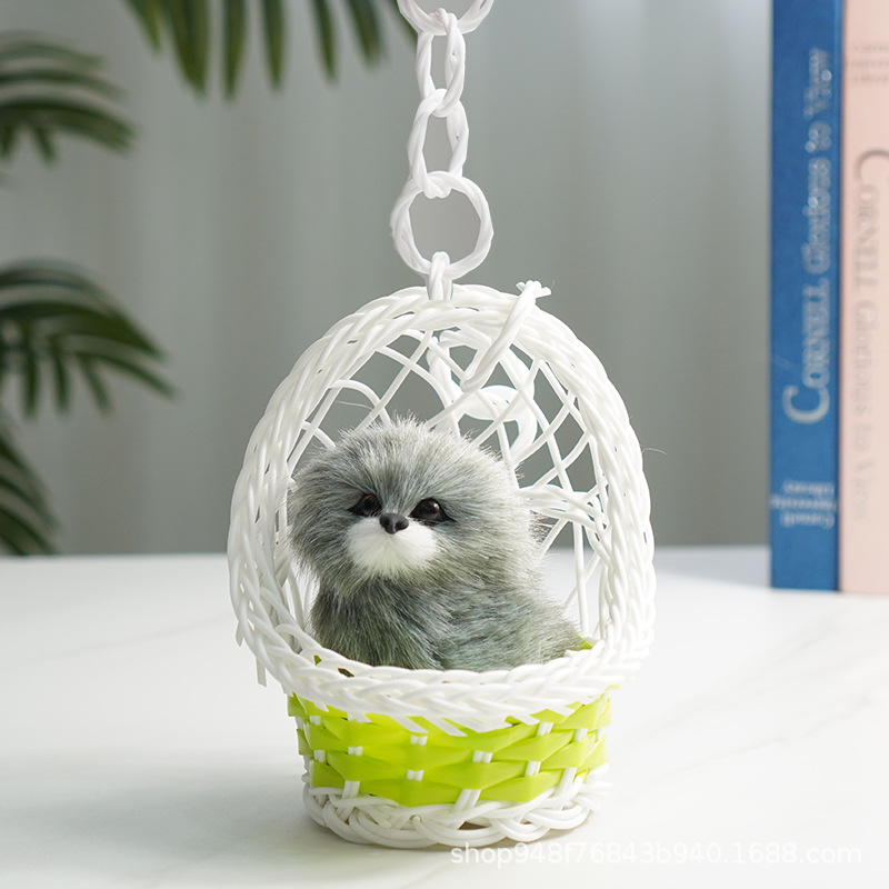 녹색 교수형 바구니 + 회색 개가 짖을 수 있습니다