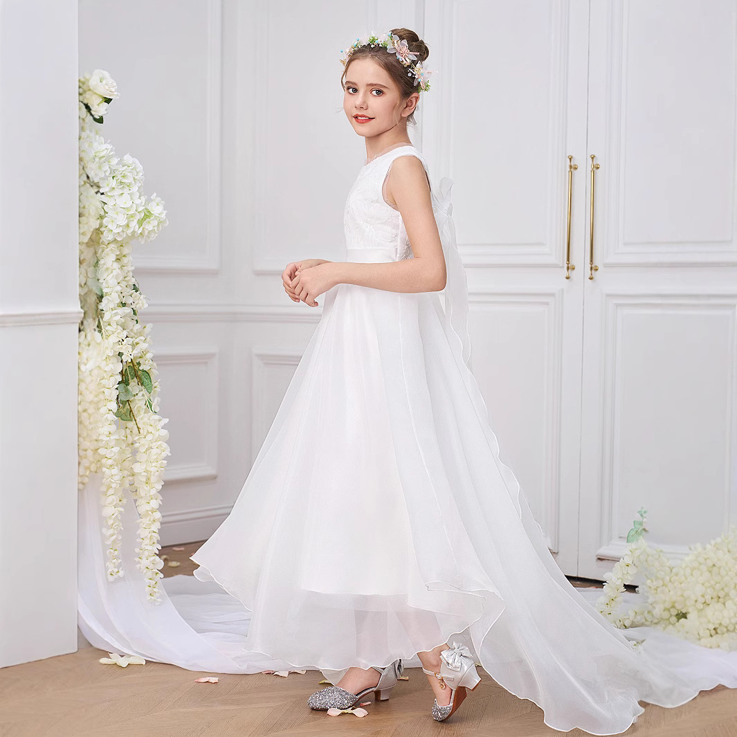 Vestidos para niños, vestidos de princesa, faldas de malla de moda, vestidos de fiesta para niñas de flores de tela forjada