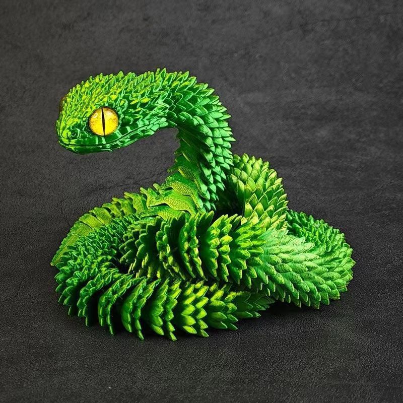 国境を越えた 3D プリントおもちゃのヘビセットモデルバイパー手作り装飾品可動関節シミュレーション動物卸売|undefined