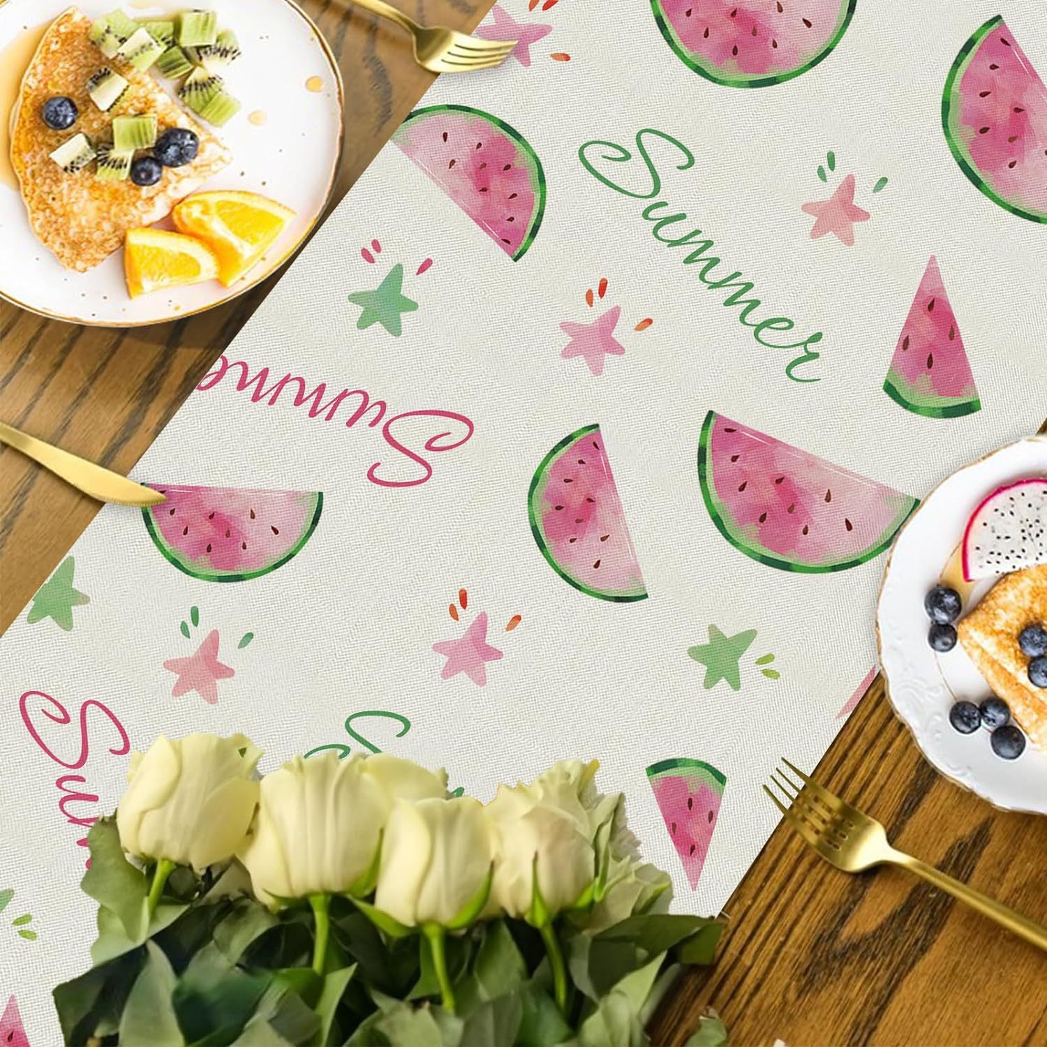 90g Weight Tablecloths Home Textiles & Decor Type Linen Material Letter, Fruit, Flower Pattern Simple Style Style Simple Style Letter Fruit Flower Linen Tablecloths 3