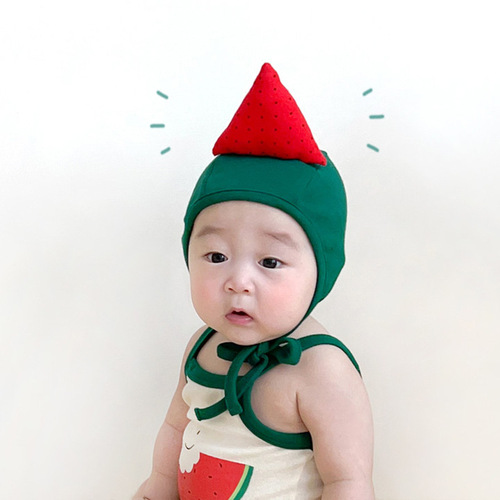 2024 new summer Korean style baby jumpsuit ins style watermelon print style baby hoodie