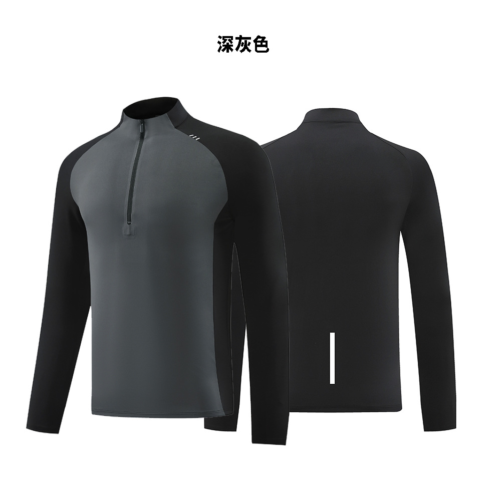 Camiseta de tenis deportiva sin marca de prensa semiacremallera Dijia invierno base chaqueta casual para correr y secar rápidamente mangas largas