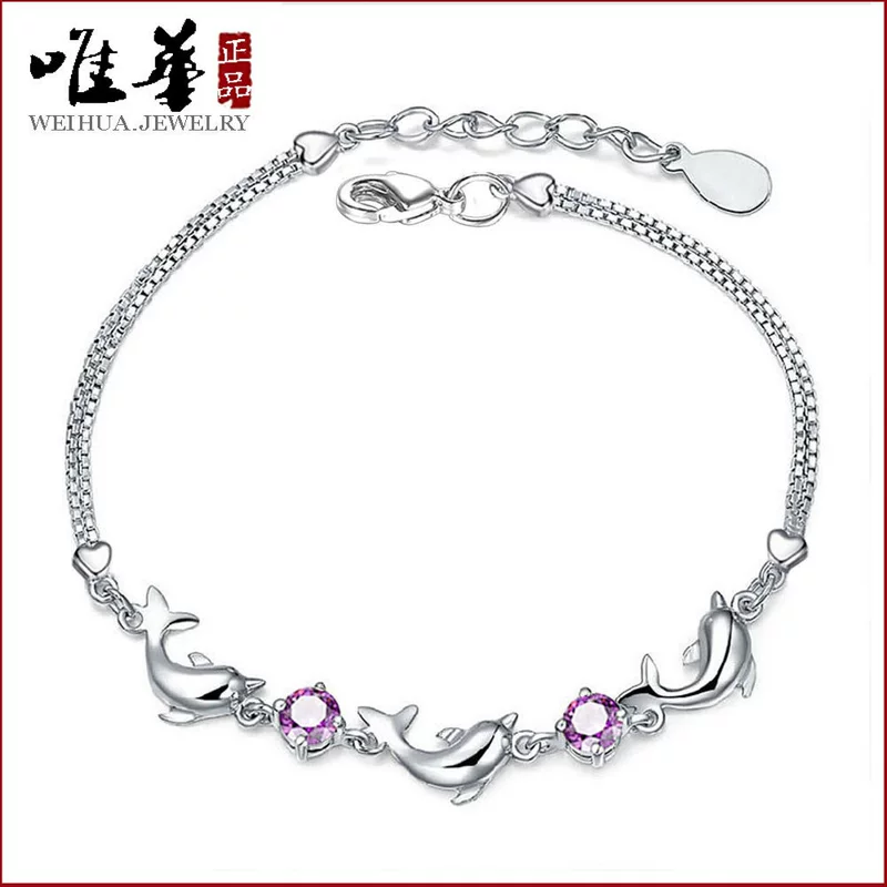 Jewelry, серебряный браслет с аметистом, цепочка для друга, подарок на день рождения