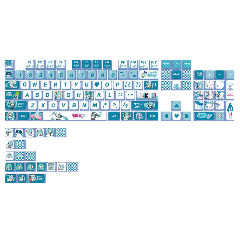 初音ミク PBT 素材半透明 SA 高度に昇華された小型フルセットのメカニカル キーボード キーキャップ パーソナライズされたデザイン|undefined