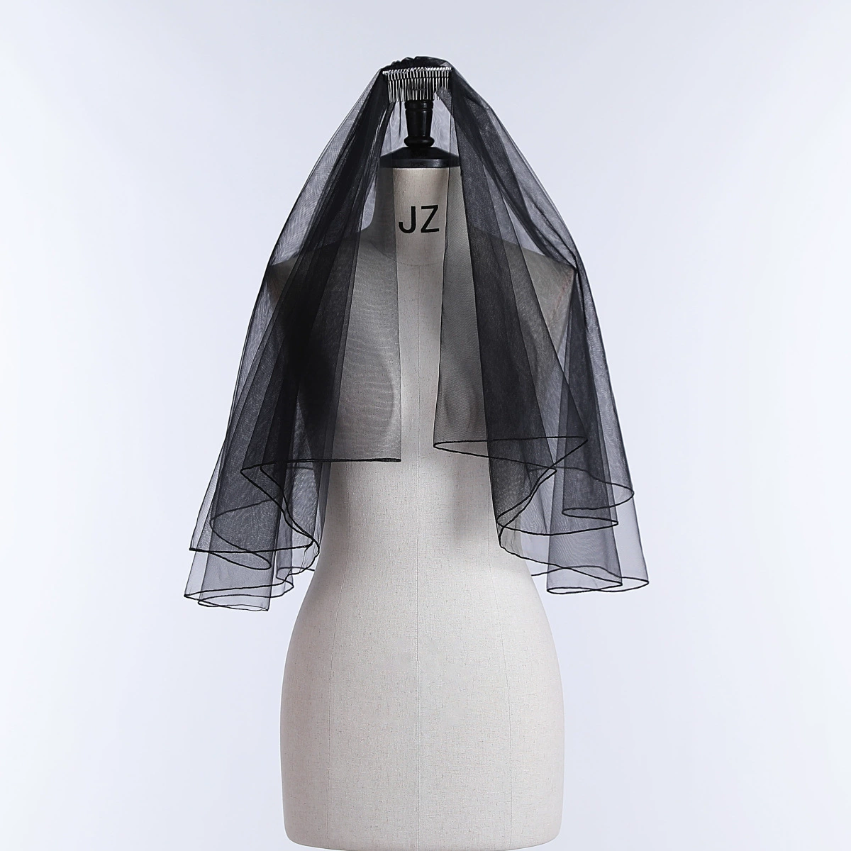 Black retro shiffon short bride's veil, European style, halloween