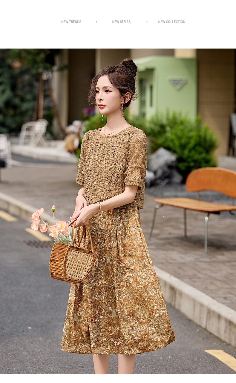 Đầm hai dây maxi nữ họa tiết hoa nhí phối ren WA9518 — Xanh lông mòng đen, màu kaki chi tiết 25