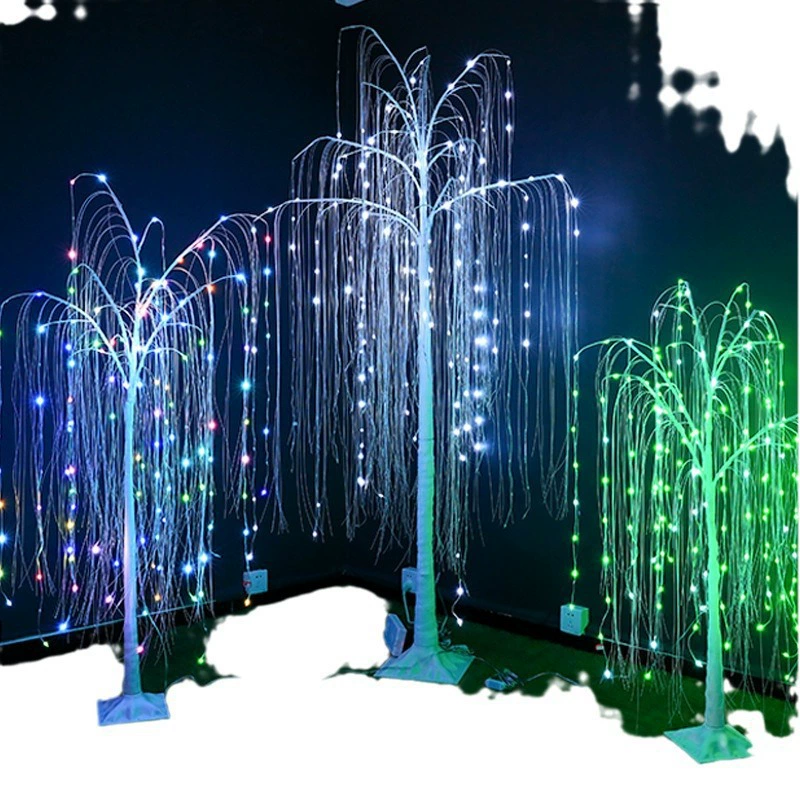 Плавающая бело-желтая фантазийная цветная кедровая игла tree RGB точечный контроль willow лампа LED изменение цвета пульт дистанционного управления рыболовная леска вертикальная ивовая декоративная лампа