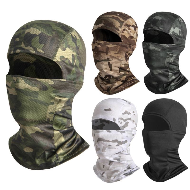 Camouflage Versatile Headgear for Men, Outdoor Sun Protection Ninja Quick-Drying Hat, Motorcycle Riding Camouflage Full-Face Headgear for Men