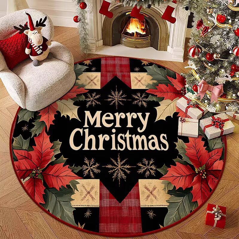 越境ECサイトtemuのクリスマスカーペット、家庭用丸型リビングルームクリスタルベルベットコーヒーテーブルマット、吸水性滑り止め寝室用カーペット|undefined