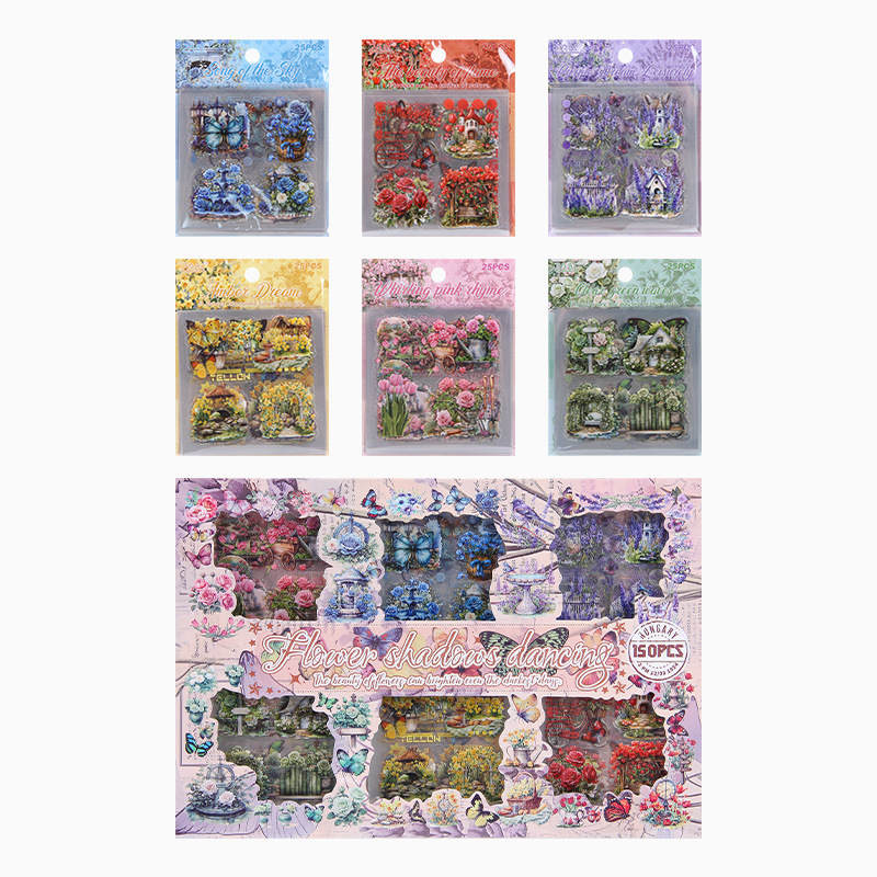 Espejos de flores transparentes pegatinas impermeables DIY pegatinas de diario pegatinas de flores pastorales retro transfronterizas pegatinas animales