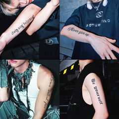 英文字母草本紋身貼男防水持久手臂胸前刺青半永久不反光仿真圖案