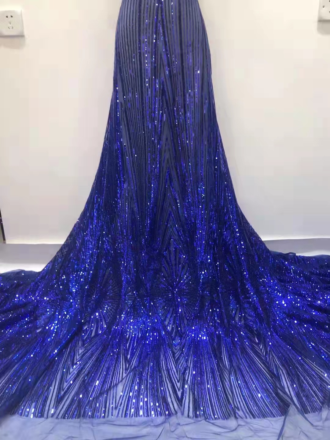 Amazon e-commerce en stock lentejuelas tela vestido de novia fiesta África encaje tela JX1851