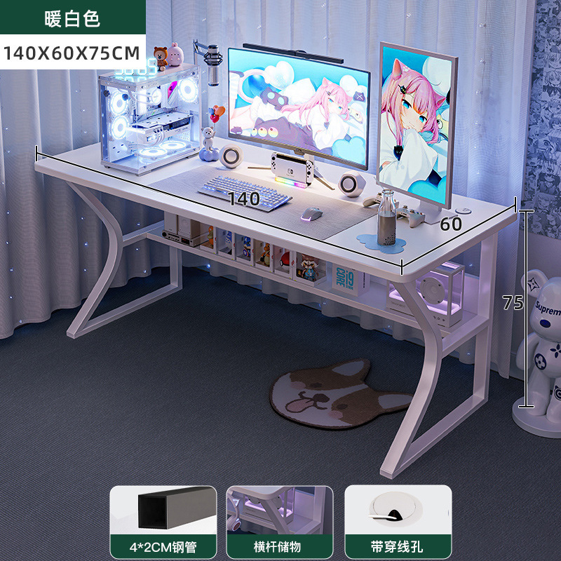 Escritorio para computadora, escritorio para el hogar, escritorio para dormitorio, escritorio de estudio para estudiantes, escritorio de oficina con almacenamiento simple, escritorio moderno para videojuegos. image 10