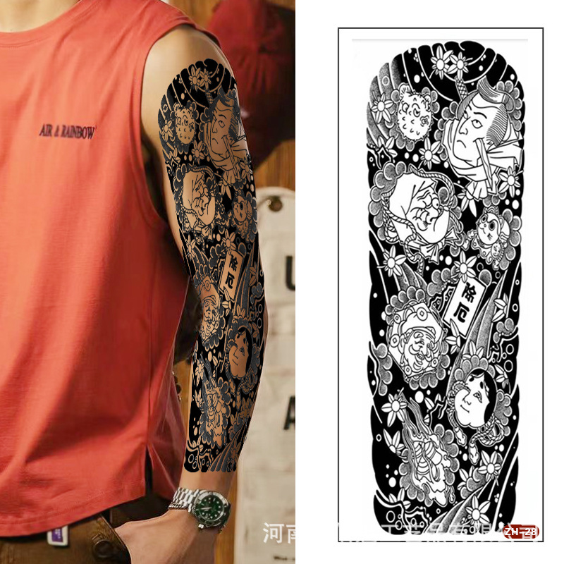 Calcomanías de tatuaje semipermanentes de brazo completo para hombres y mujeres brazo imagen grande jugo de planta no puede lavar las pegatinas de tótem de tatuaje