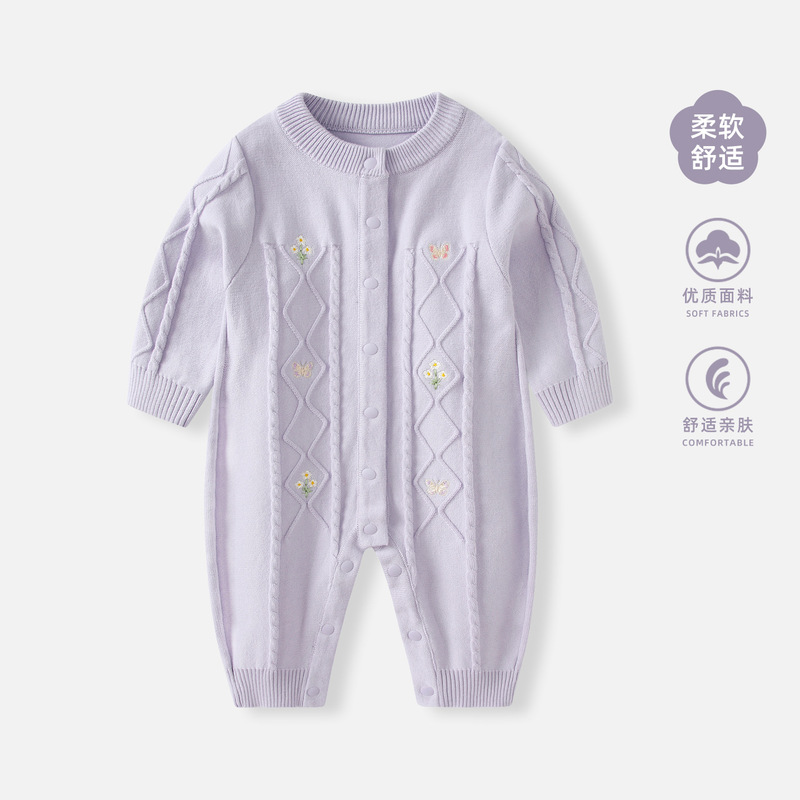 婴儿连体衣秋装衣服2025新款女宝宝满月百天针织哈衣秋冬外出爬服|undefined