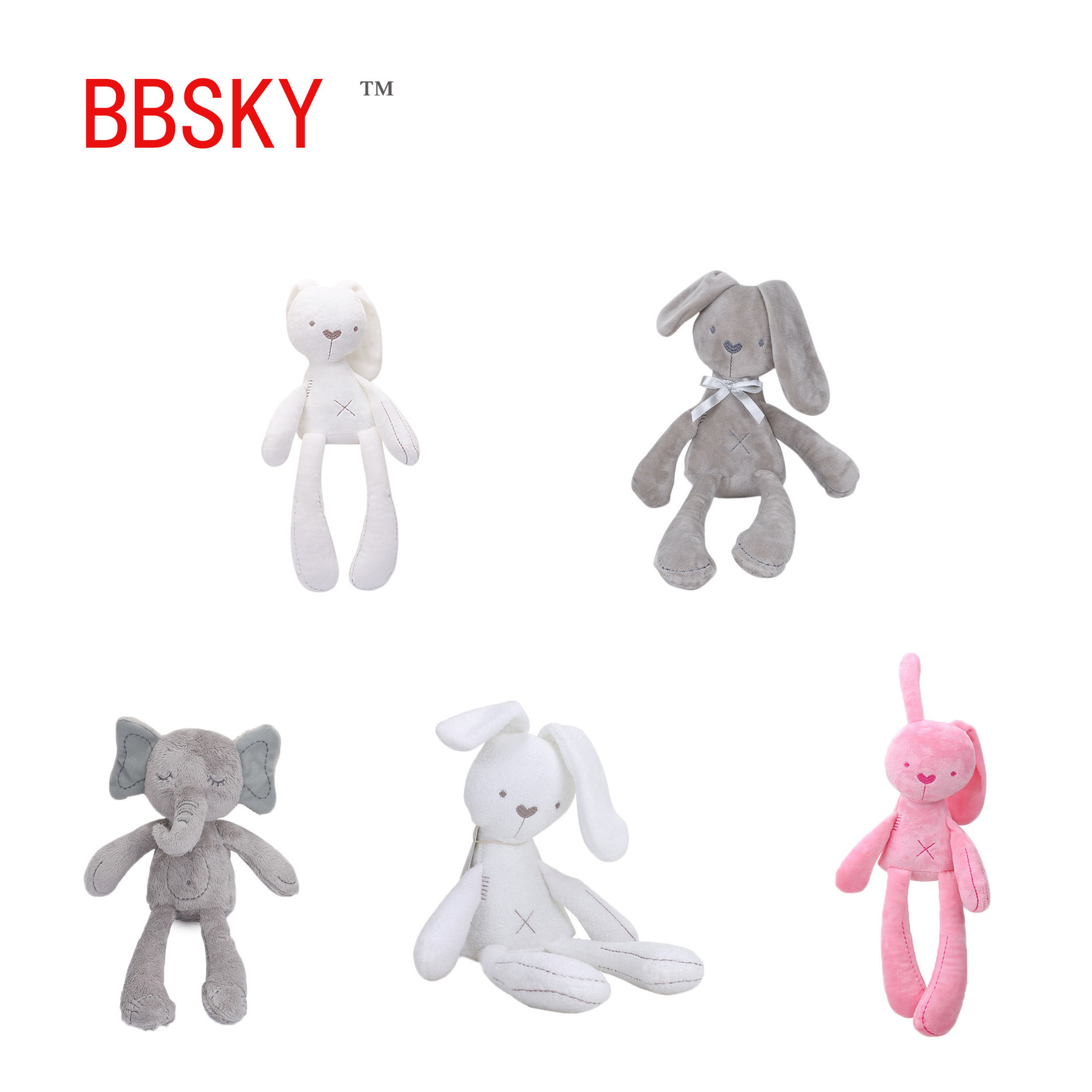 BBSKY de patas largas elefante de juguete de peluche bebé calmante juguete de peluche conejo muñeca de juguete comercio exterior