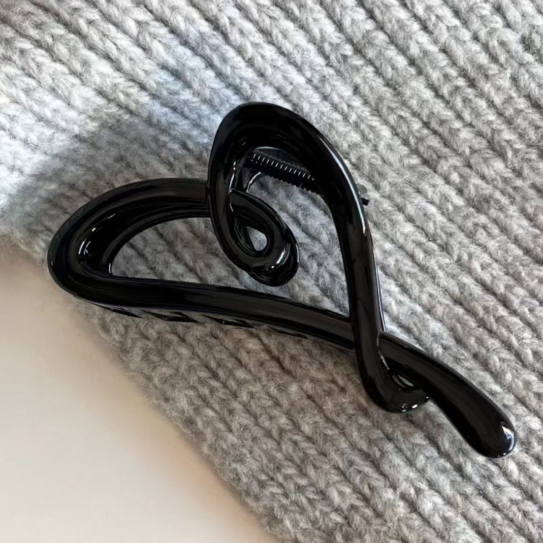 Pinza de pelo corazón con lazo elegante estilo coreano mujer_voghion.com
