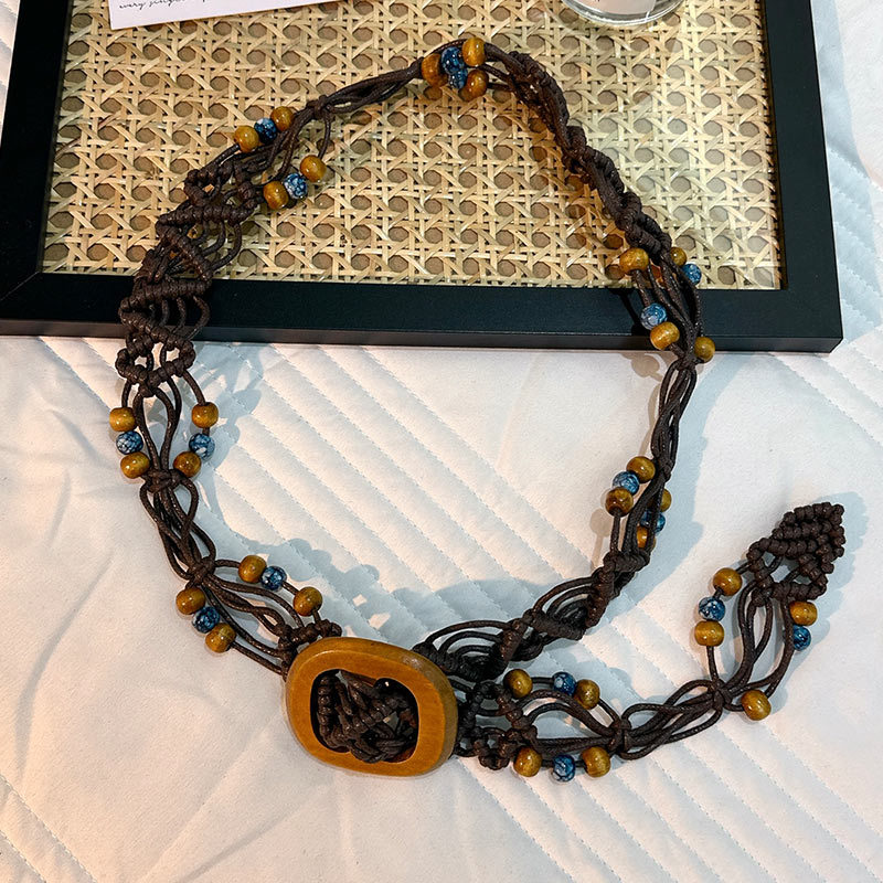 Cuerda de la cintura popular Bohemia tejida cuerda de cáñamo cadena de la cintura cinturón delgado vestido del todo-fósforo de las mujeres joyería transfronteriza al por mayor