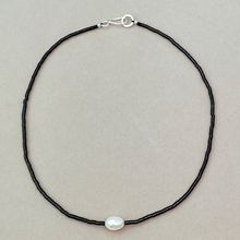 天然黑玛瑙淡水珍珠项链女百搭新中式复古锁骨链