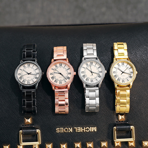 Foreign trade new steel band rhinestone watch for women, simple retro diamond-encrusted luminous watch, women's quartz watch
