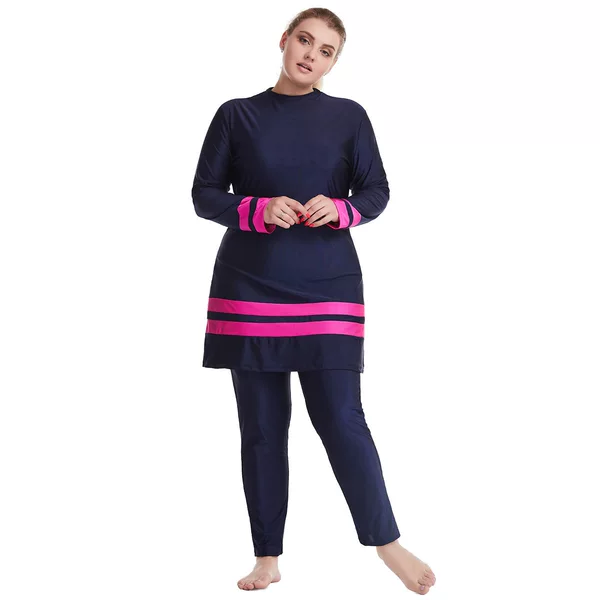 Factory stock ultra-loose plus-size plus-size women's color-blocked conservative swimsuit, H1014