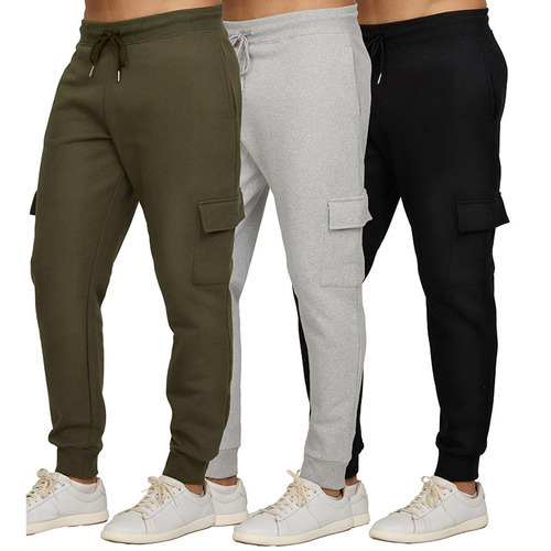 Amazon Men's Casual Fitness Long Pants with Multiple Pockets, Fleece-lined Drawstring Jogger Pants Running Trousers