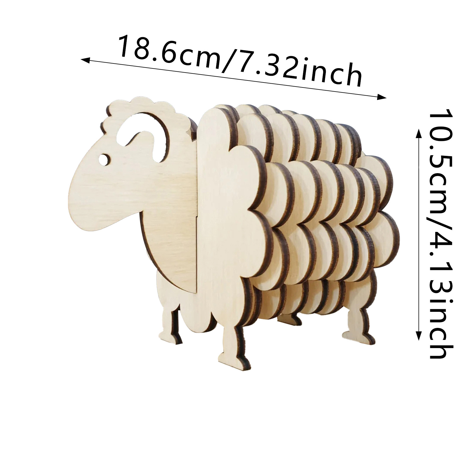 182g Weight Ornaments, coaster Home Textiles & Decor Type 1 Piece Quantity Daily Occasion Wood Material Sheep Pattern Cute Style Cute Sheep Wood Ornaments Coaster Artificial Decorations 22