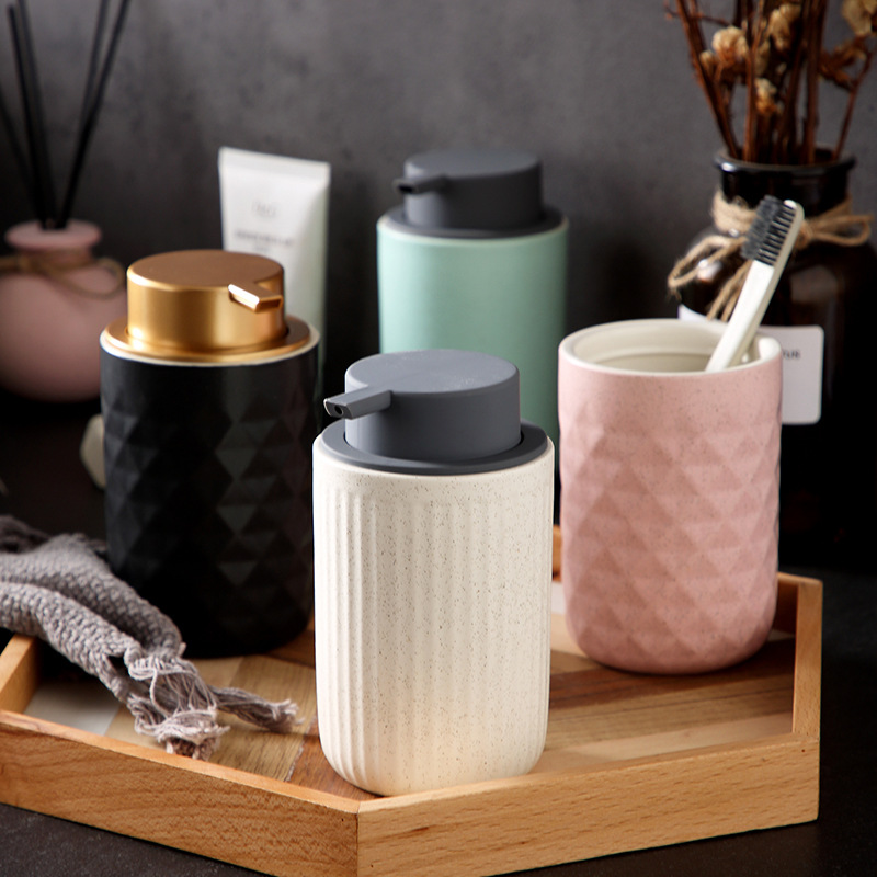 Simple recta prensa ducha gel espuma cerámica botella de cerámica desinfectante de manos sub-Botella champú espuma mousse espuma