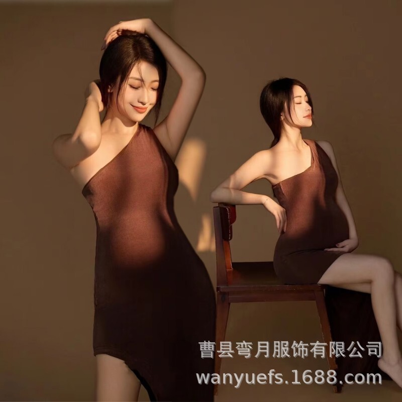 Photo Studio New Pregnant Women Theme Simple Slim-fit Pure Desire Style High-grade Slant Shoulder Skirt Photo Art Photo Photography Clothing Photo Studio New Pregnant Women Theme Simple Slim-fit Pure Desire Style High-grade Slant Shoulder Skirt Photo Art Photo Photography Clothing