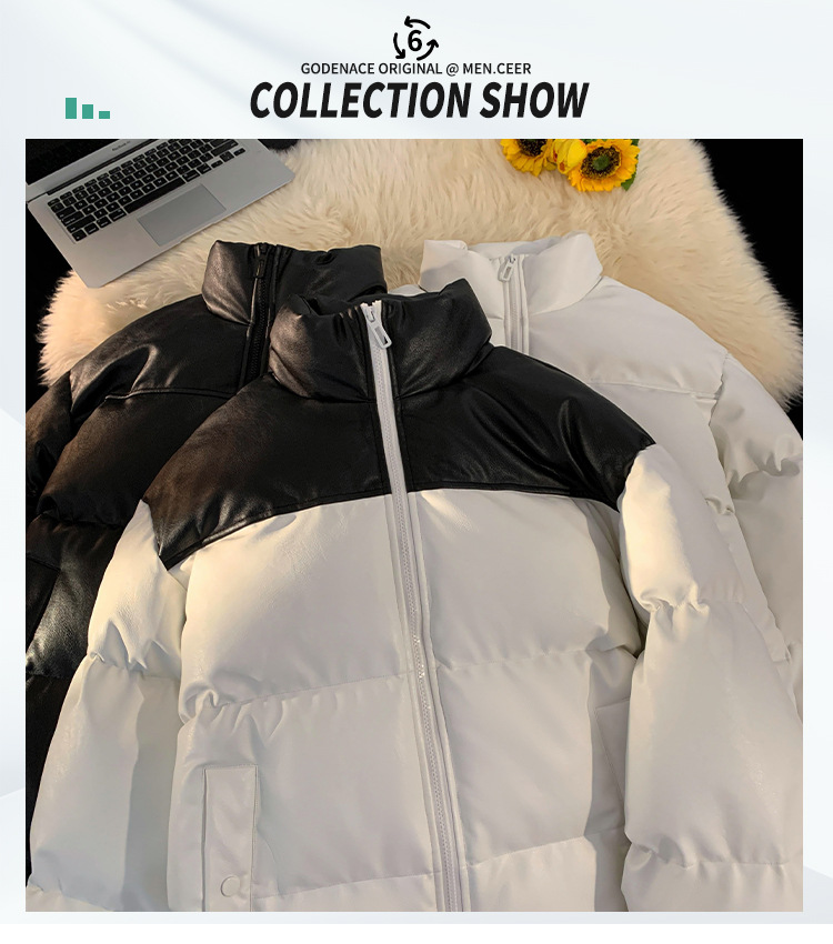 Padded Leather Jacket Unisex Bread Style Warm Hong Kong Design_voghion.com