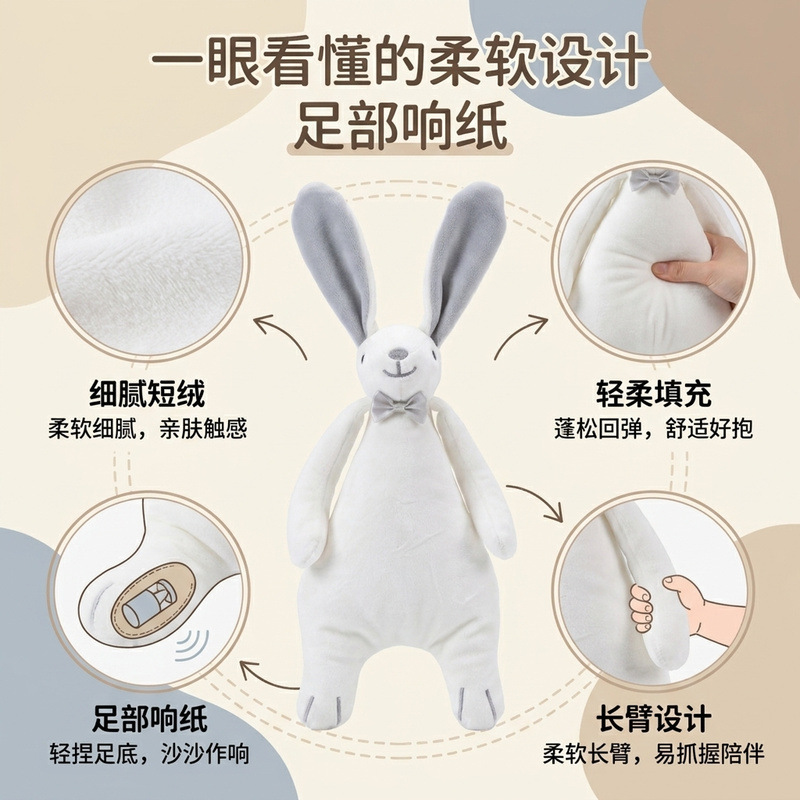 New foreign trade product: Abebe comfort blanket, a rabbit-shaped plush toy designed to soothe and lull newborns to sleep