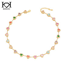 星宇新品欧美跨境饰品吊坠糖果爱心彩色锆石项链时尚18k金饰品