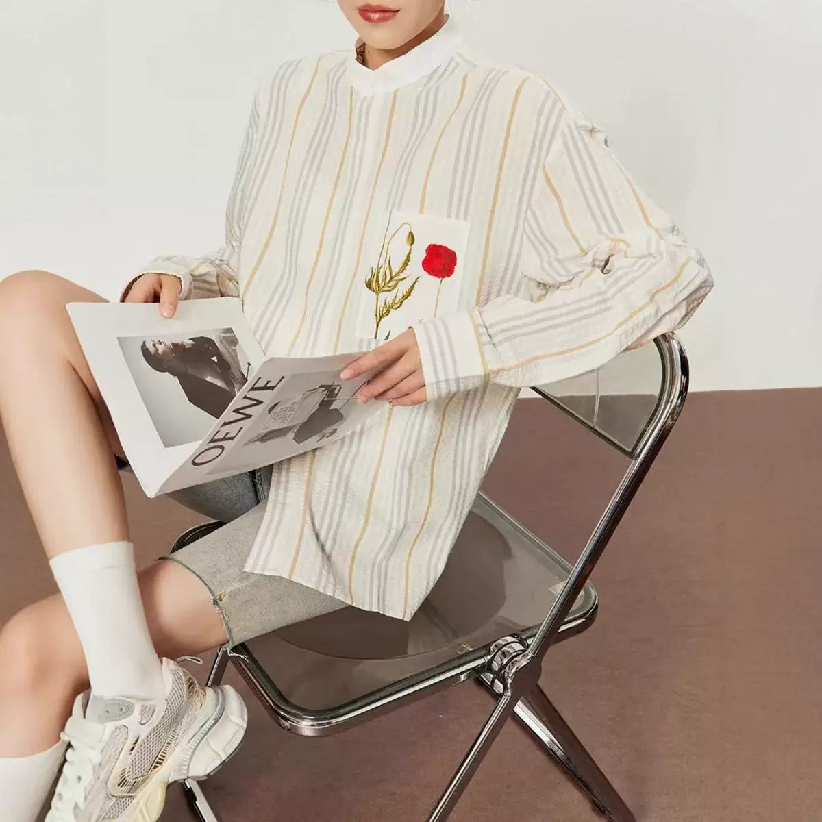 印花条纹衬衫 女装小批量快速加工定制 杭州服装小订单