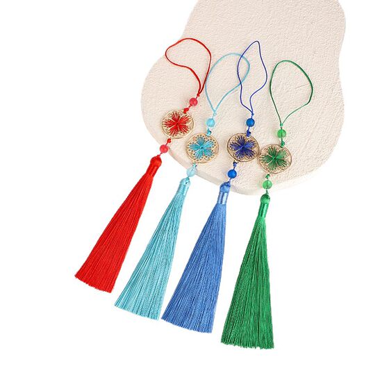 Flowers and Full Moon 13cm Long Tassel Chinese Style Clothing Ornaments Packaging Tassel Pendants Manufacturer Wholesale