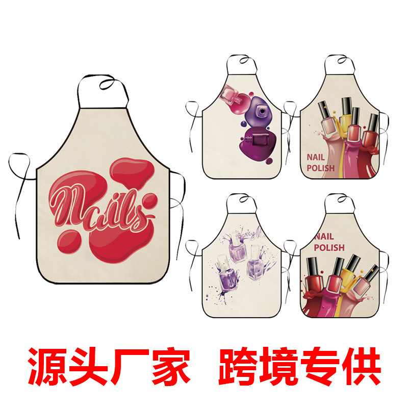 Cross-Border New Style Nail Polish Pattern Sleeveless Apron for Kitchen Use, Stain-Resistant Neck Scarf, Daily Cooking Creative Waist Apron Cross-Border New Style Nail Polish Pattern Sleeveless Apron for Kitchen Use, Stain-Resistant Neck Scarf, Daily Cooking Creative Waist Apron