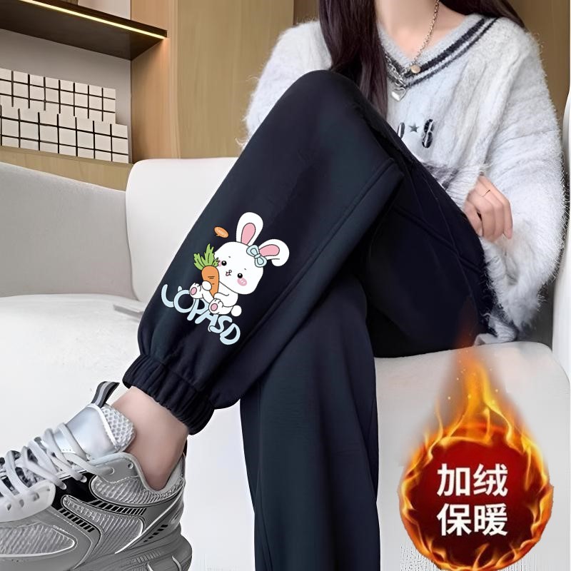 당근 토끼 레깅스 블랙 팬츠 플러스 벨벳