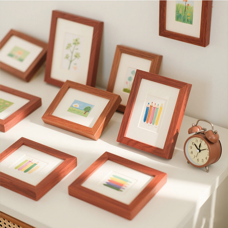 Mini Square Small Photo Frame with Printed Photos, Customized Table Setting 6inch Wooden DIY Creative Kidsren's Ornaments