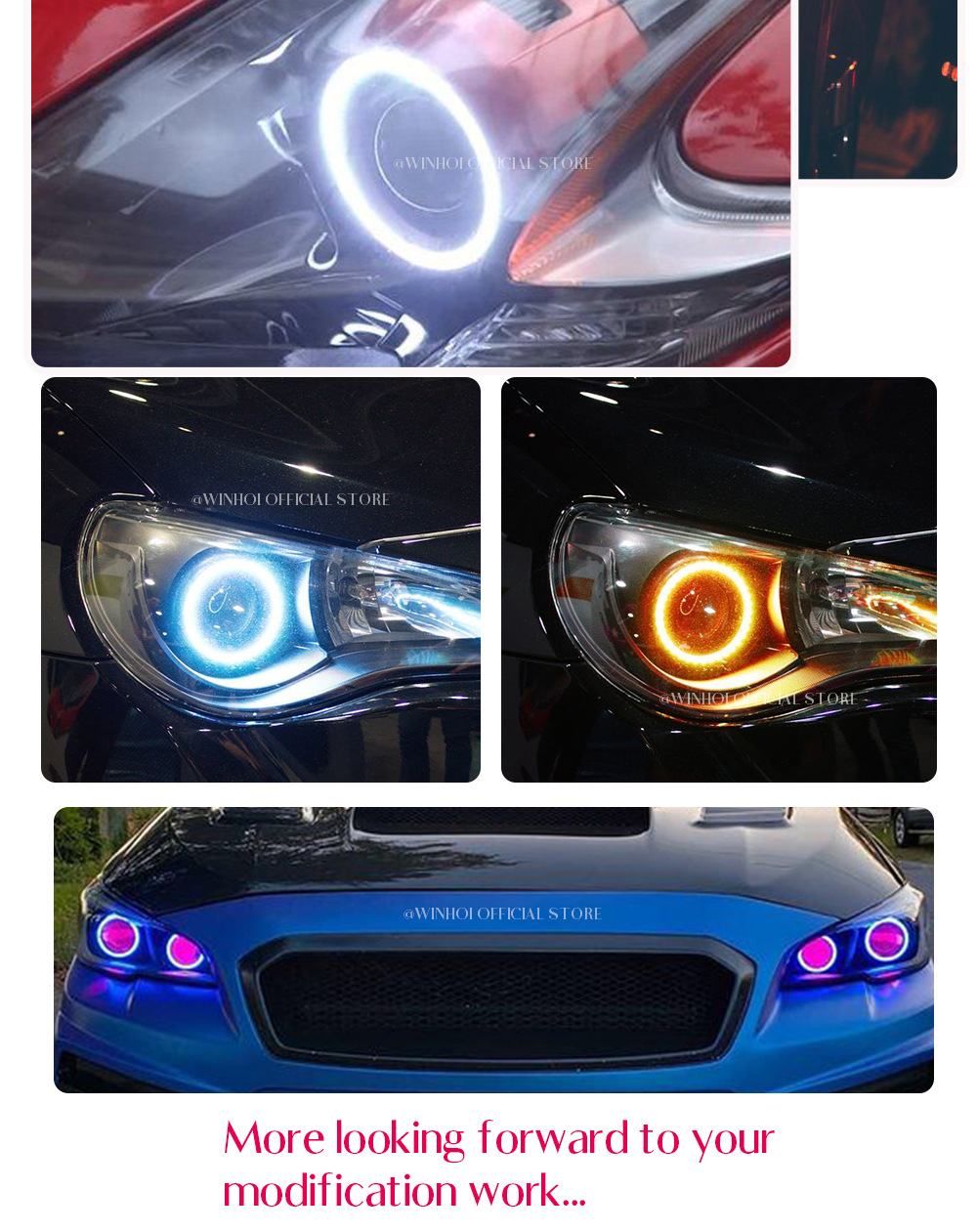 Car Led Light Headlight Cob Aperture Devil Eye Car Light Modified Angel Eye Fog Light Cob Aperture Daytime Running Light