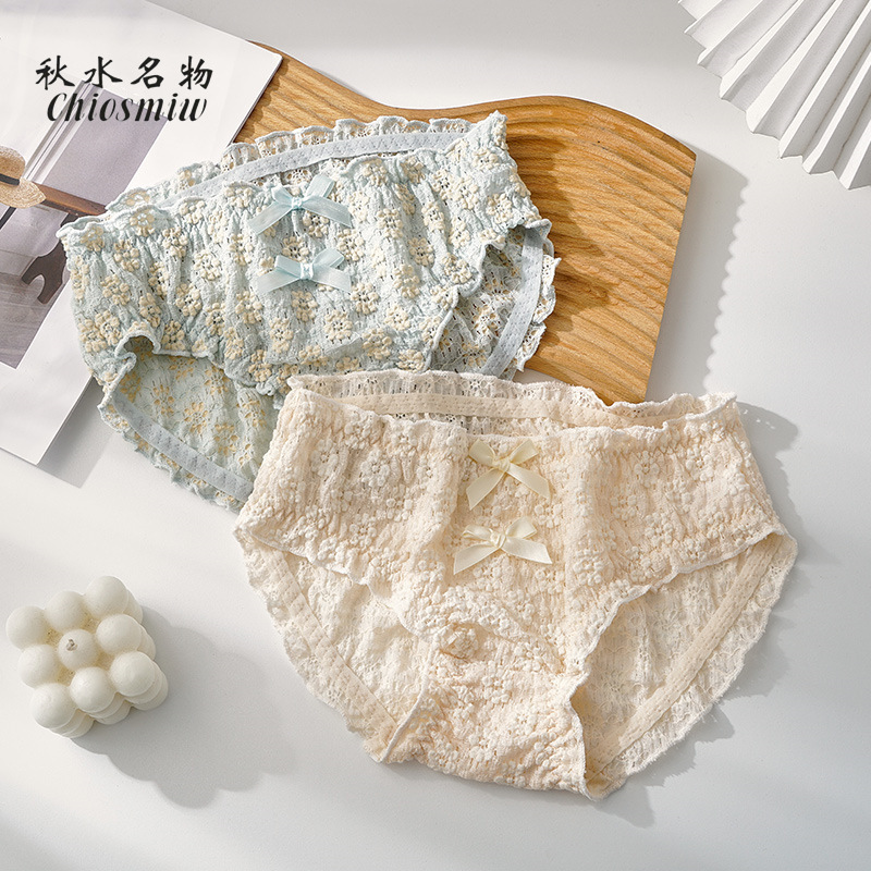 Autumn Water famous new sweet puff underwear women's high elastic breathable soft cotton briefs women's shorts head