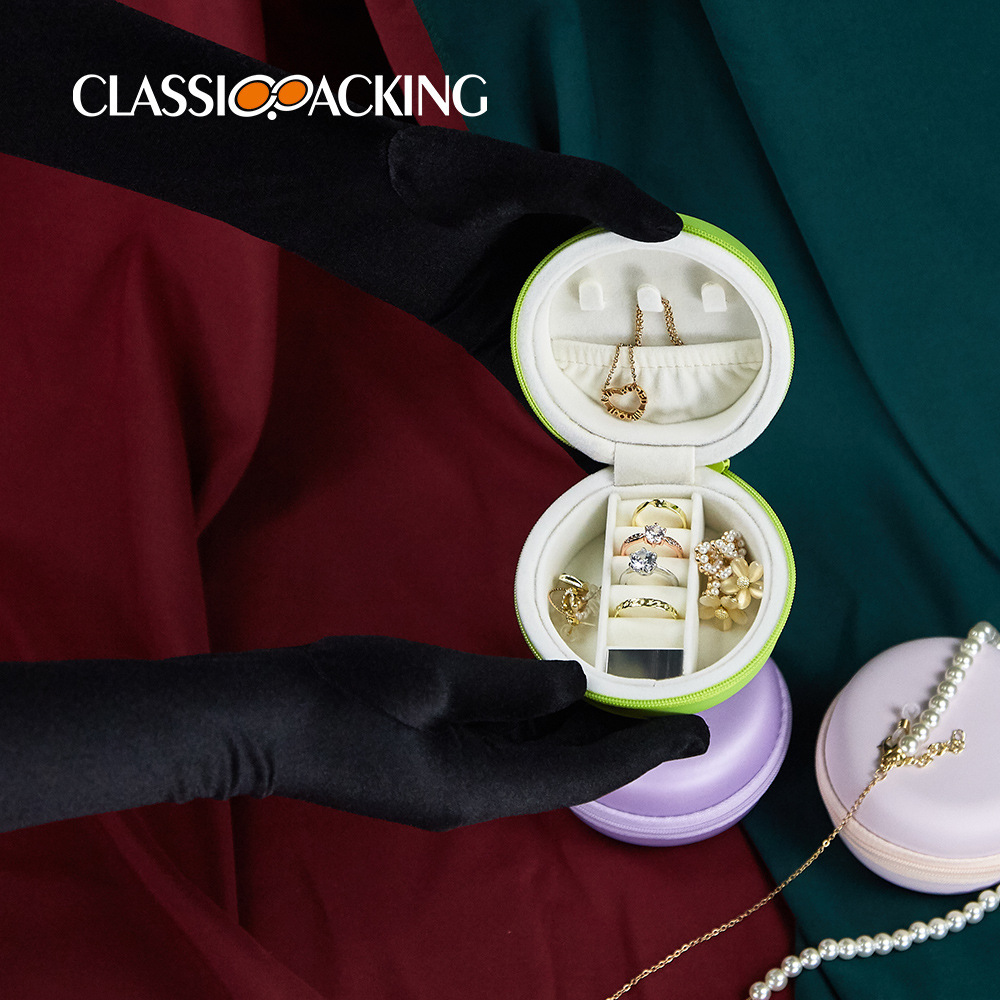 Joyero de suministro directo de fábrica Material de PU Caja de almacenamiento de joyería simple Bolsa de almacenamiento de collar de joyería portátil de viaje