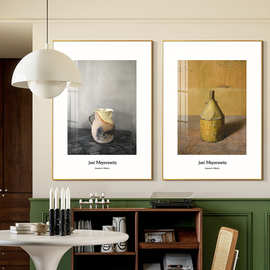 塞尚静物瓶子装饰画北欧油画艺术客厅壁画文艺小复古餐厅卧室挂画