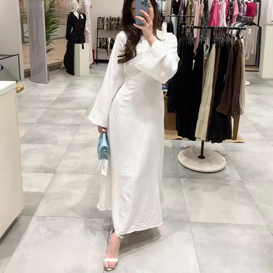 L0410  速卖通 亚马逊 欧美秋冬 修身休闲长袖款棉麻长款连衣裙