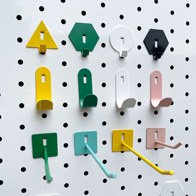 Perforated Board Universal Hook Round Hole Hook Storage Rack DIY Accessories Colorful Wall Hook U-Shaped Hanger Black