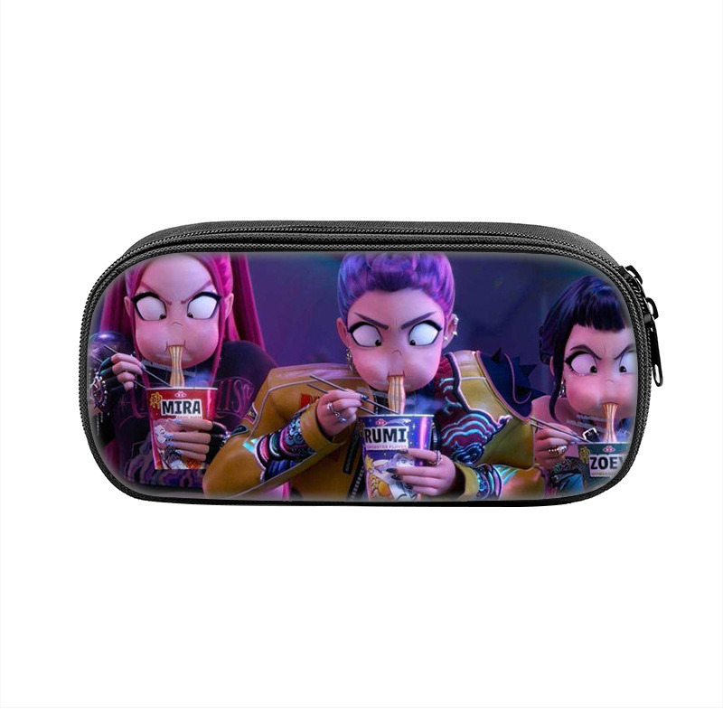 国境を越えた新製品 Huntrix Kpop プリント周辺ペンバッグ ハンター魔女グループ 小中学生鉛筆文具箱|undefined